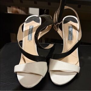 Prada Women's Black and White Heels
